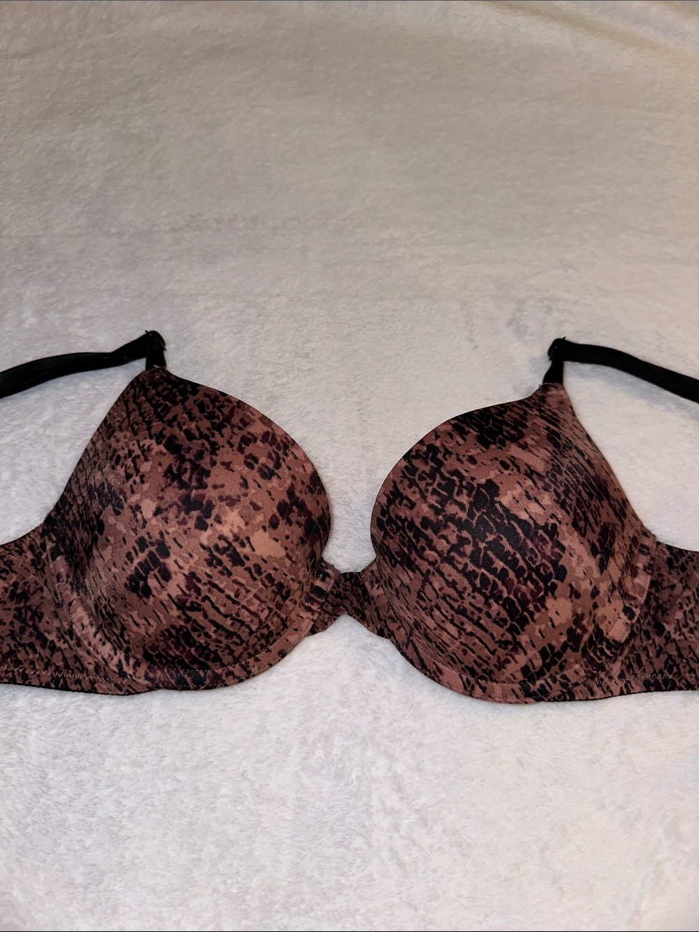 PINK Victoria's Secret Brown Snake-Print Push-Up Bra